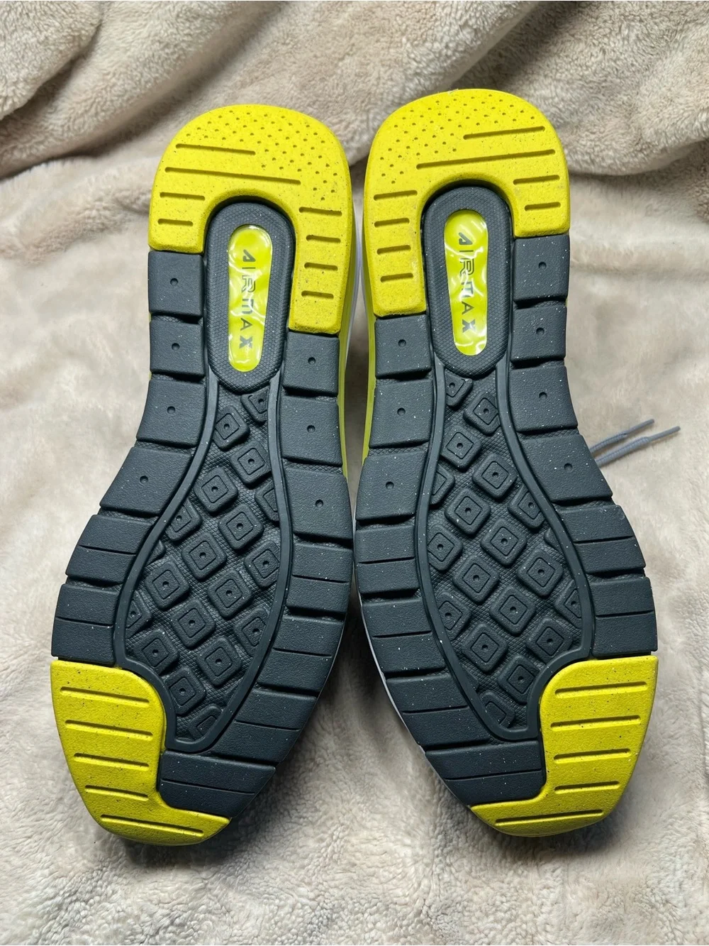 Nike Air Max Genome shoes in the Gray Fog and High Voltage colorway size 14